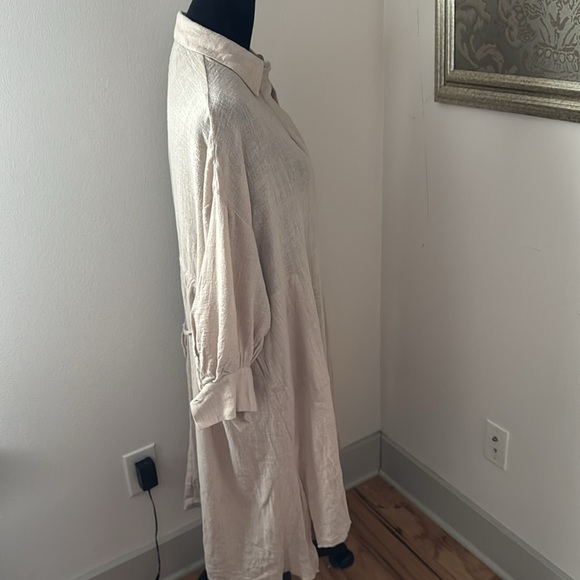 Veux Etre cotton gauze blend natural buttoned down shirt dress Sz S - Picture 6 of 9
